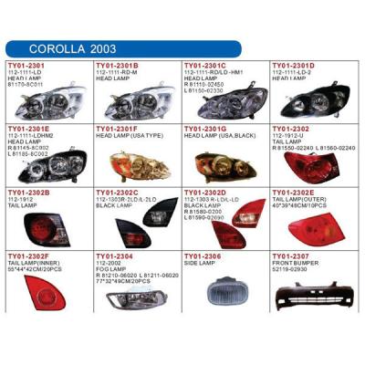 China auto lamp for COROLLA COROLLA 2003 2003 for sale