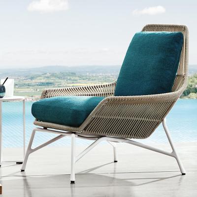 China Outdoor Weather Furniture Sunshade Sail Outdoor Durable Rope Lounge Chairs Metal Frame Rattan Lounge Chair for sale