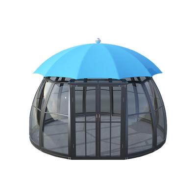 China Weather Resistant Unique Design The Round Frame Powder-Coated Aluminum Waterproof Garden Gazebo for sale