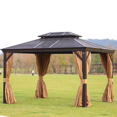 China Weather Resistant Outdoor Metal Garden Commercial Metal Backyard Galvanized Roof Aluminum Gazebo Pole for sale