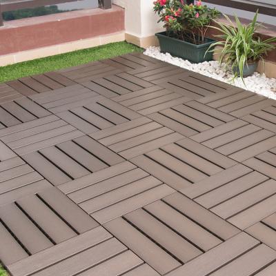 China 300*300*22 mm Modern Eco-friendly Economy Forest Resources Wood-Plastic WPC Interlocking Exterior Flooring Composite Deck Tiles for sale