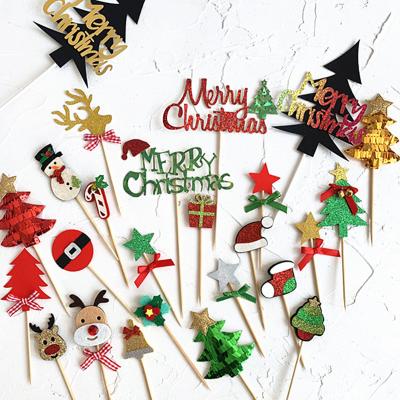 China New Design Modern Christmas Celebration Party Dessert Decoration Paper Cake Toppers for sale