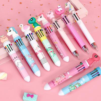 China Office & School Pen Free Sample Cartoon Cute Smooth Multi Multifunctional Colorful Ballpoint Pens For School Office for sale