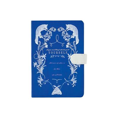 China Vintage Old Style Printed Blue Hardcover Writing Notebook Notepad with Magnet and Pagemarker for sale