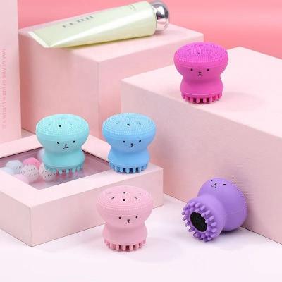 China Modern Kawaii Cartoon Makeup Tools Comfortable Silicone Facial Scrubber Brush for sale