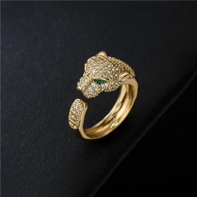 China CLASSIC wholesale fashion leopard zircon woman ring brass micro encrusted jewelry for sale