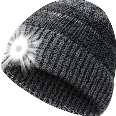 China USB Charging Winter Beanie With Light Headlamp Easy Take Off Lamp To Wash 3