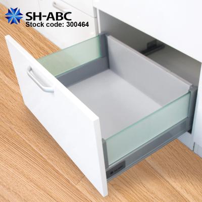 China Home Full Extension Double Wall Soft Close High Drawer Slide Tandem Kitchen Cabinet Furniture Box With Glass for sale