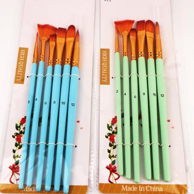 China Nylon Wool Watercolor Painting Pen 6 Pieces Set Macaron Color DIY Foreign Trade Art Acrylic Oil Painting Pen 1208-6 for sale