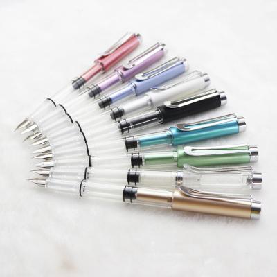 China Student Factory Directly Supplied Transparent Plastic Piston Ink Absorbing Pen For Office Use Student Large Capacity Ink Storage Pen for sale