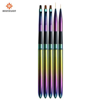 China Could Sale By Set Or PCS Supplies Professional Tools Nail Art Detail Brush Metal Handle Coating Nail Brushes With Different Sizes for sale