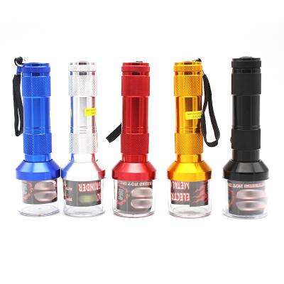 China JR Wholesale Custom Herb Grinder Smoking Flashlight Electric Aluminum Alloy Metal Grinder Electric Grinder for sale