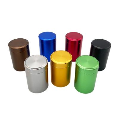 China Viable Moisture Proof Accessories Metal Storage Pot Metal Gold Herb Storage Bottle Dry Herb Storage Bottle for sale