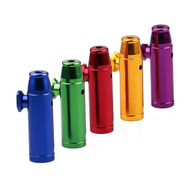 China Hot Selling 53mm Minimalist Flat Head Bullet Shaped Portable Metal Snuff Bottle Storage Bottle for sale