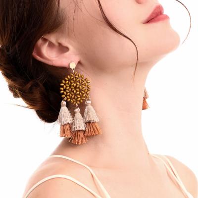 China BOHEMIA Fancy Drop Earrings Dangle Tassel Drop Earrings Beaded Tassel Earrings for sale