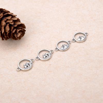 China S925 Sterling Silver Ocean Wave Mountain Charms Pendants For Jewelry Making DIY Jewelry Accessories Outer Diameter 10mm for sale