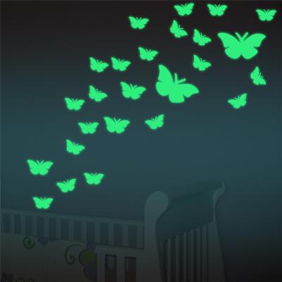 China Removable Wall Sticker Butterfly Wall Sticker Kids Bedroom Decor Fluorescent Glowing Interior Stickers For Kids for sale