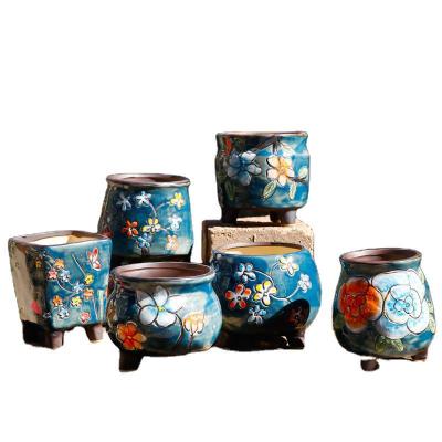 China Bulk Europe Flower Pots Mini Ceramic Succulent Flower Pots Garden Ceramic Pots for sale