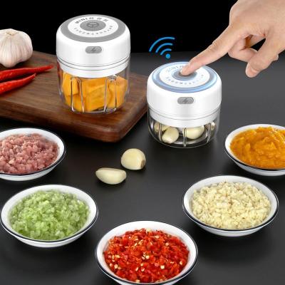 China Viable Rechargeable Garlic Grinder Meat Choppers Presser Kitchen Cordless Electric Garlic Press Mini Electric Meat Grinder for sale