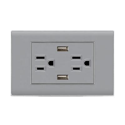 China US Standard USB Socket White Gold Brushed Gold 15A With Dark 2.1A 3.1A Wall Panel Mount Connector C1-S118-37 for sale