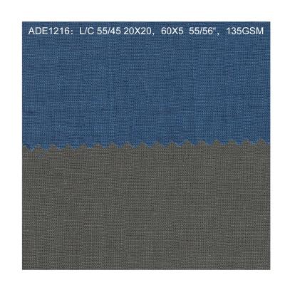 China Organic ADE1216 20*20 60*58 55%LINEN, 45% COTTON DYEED FABRIC, 114 GSM, 53/54