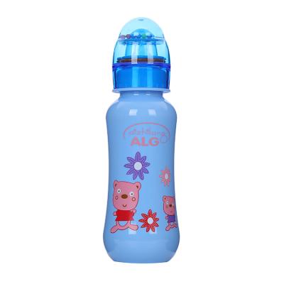 China Baby 280ml BPA Free Colorful Milk Bottle BPA Free Rattle Hat ALGO Rattle Cap Toy PP/PC Baby Bottles For Girls for sale