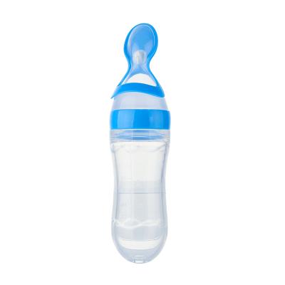 China BPA Free Silicone Baby Food Squeeze Feeder BPA Free With Spoon Food Grade Baby Silicone Spoon Feeder for sale