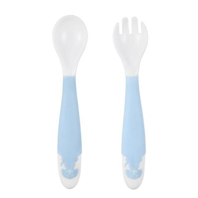 China BPA Free Cute Flexible Baby Spoon And Fork 2 Piece Kids Forming Baby Spoon Fork Set for sale