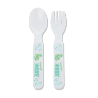 China Printing Bpa Free Food Grade Set BPA Free Tableware 2pcs Baby Spoon And Fork for sale