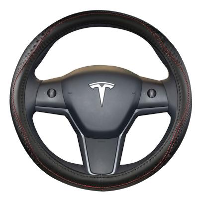 China Business/Luxury Cowhide Luxury Steering  Wheel Covers  steering wheel covers,car accessories,wheel cover Dedicated Tesla model 3 model y for sale