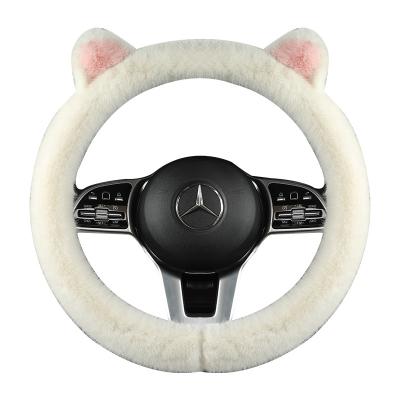 China Business/Luxury novelty design cute anti skid thermal popular comfy feel soft plush fuzzy young lady steering wheel cover for carCARTOON CAT for sale