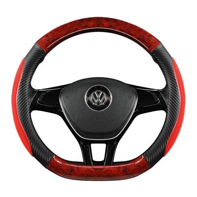 China Business/Luxury Car accessories 2023 new steering wheel cover wood grain design breathable pu leather universal car steering wheel cover for sale