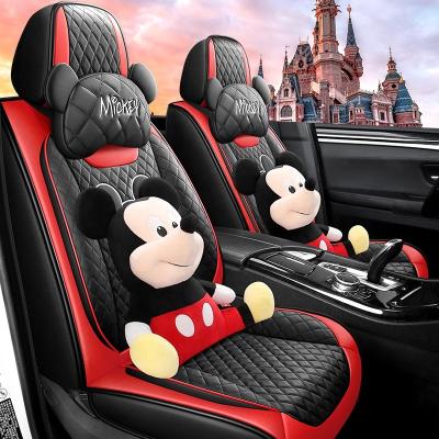 China Sports Universal size seat cover PU leather full set 5 seat all season universal fit Mickey Mouse luxury car seat cover set for sale