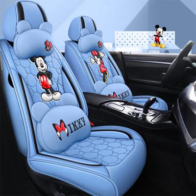 China Sports Universal size seat cover PU leather full set 5 seat all season universal fit Mickey Mouse luxury car seat cover set for sale