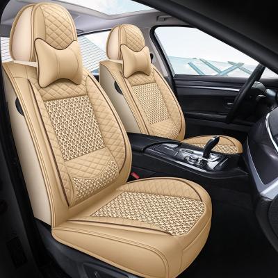 China Sports 5-seater car seat cover all season universal size luxury car seat cover PU Flax leather waterproof for sale