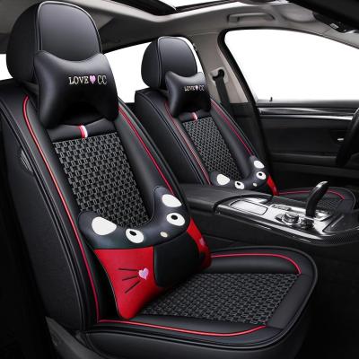 China Sports 5-seater car seat cover all season universal size luxury car seat cover PU Flax leather waterproof for sale