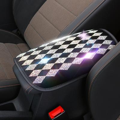 China Bling Bling Crystal Shiny crystal auto parts armrest box anti-wear cover dust pad diamond universal ladies interior decoration supplies for sale