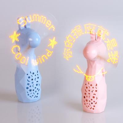 China Summer Novelty Girl Outdoor Cool Gift Mini USB Fan Handheld Portable LED Light Fan With Led Light With Slogan Message for sale