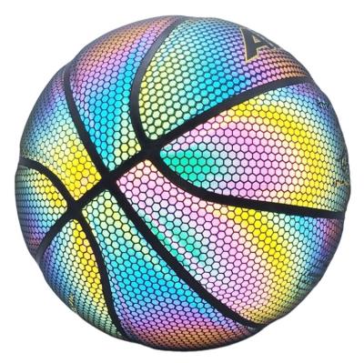 China Gifts FVB 2020 NEW custom logo rainbow glow holographic luminous reflective size 7 6 basketball ball for sale