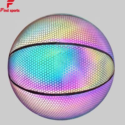 China NEW Creative Gifts FVB 2020 Rainbow Glow Holographic Luminous Basketball 6 Size 7 Reflective Reflective Ball for sale