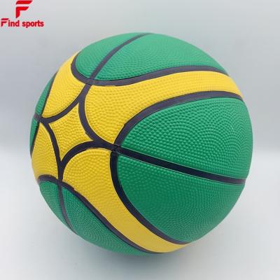 China 2020 new high quality deep channel rubber basketball in dural colors green yellow for sale