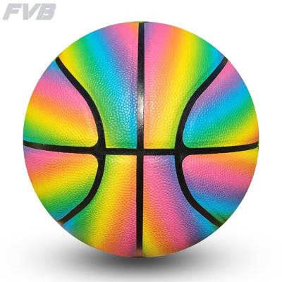 China Professional Match/Dropshipping OEM New Rainbow PU Size 7 Leather Basketball Training Ball For Gift Toys for sale