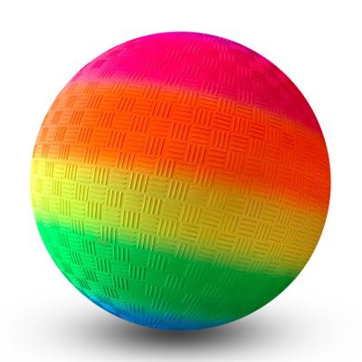 China Custom Logo 8.5inches High Elastic Rainbow Playground PVC Ball Beach Ball Water Ball for sale