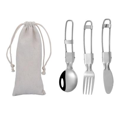 China Sustainable Portable 3pcs Stainless Steel Knife Fork And Spoon Travel Cutlery Set for sale