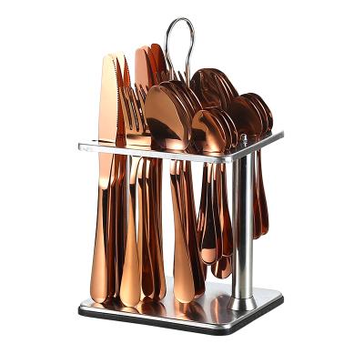 China Sustainable New Design 24 Pcs Stainless Steel Cutlery Set With Organizer Service For 6 Person for sale