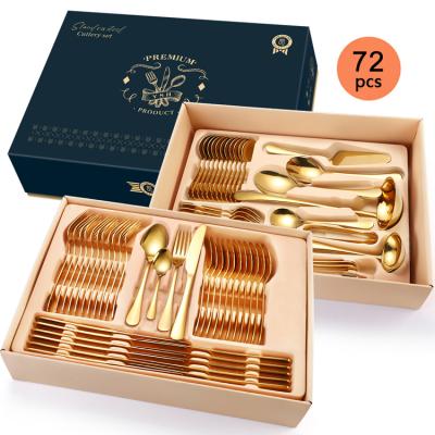 China CLASSIC Design Gift Box Luxury Cutlery Set 72/84PCS Stainless Steel Flatware Set With Lid And Base Box for sale