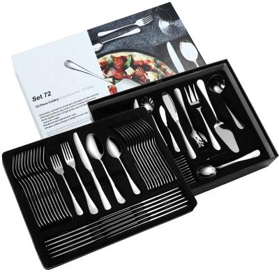 China Disposable Stainless Steel 72 Pcs Cutlery Set Flatware Dinner Spoons Silver Forks And Knife Serving Spoon SALAD SPOON Pocket Cake SERVER for sale