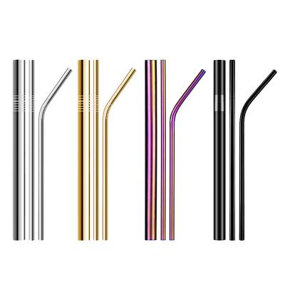 China Eco Friendly Sustainable 304 Custom Straight Bent Reusable 18/8 Stainless Steel Metal Drinking Straw for sale