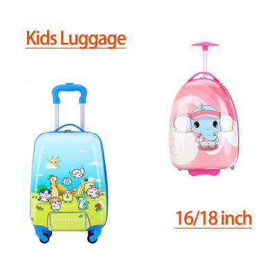 China 16 Inch Cartoon UV Printed PC Luggage Special 18 Inch Egg Shape Travel ABS Printing PC Suitcase Koffer Wholesale Kids Trolley Bag for sale