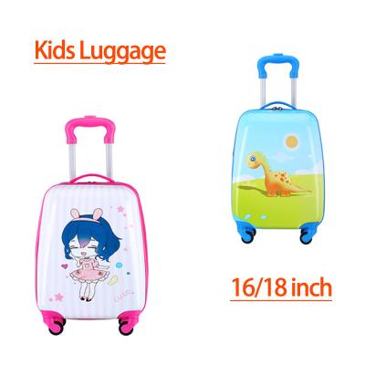 China Hot Selling OEM Custom Made ABS PC Children Cartoon Character Wholesale Cheap Cute Suitcase 16 Inches Printing Hard Shell Kids Luggage for sale